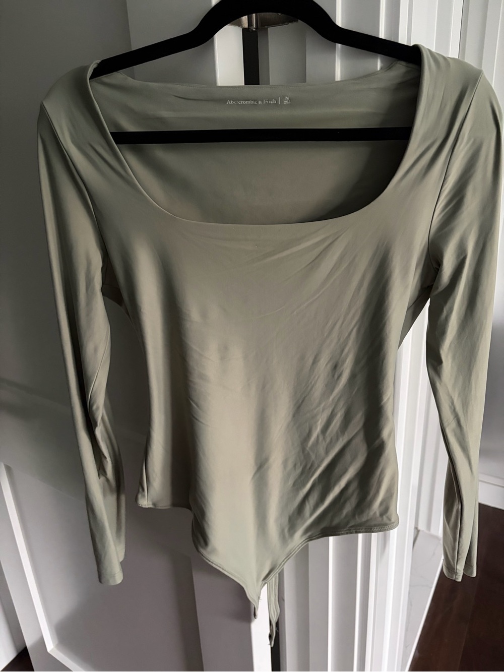 Abercrombie & Fitch Sage Green Long-Sleeve Scoop Bodysuit